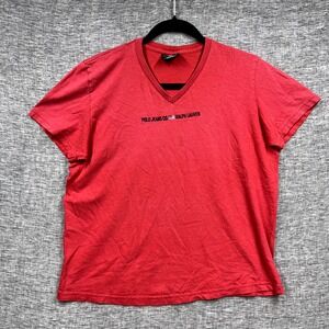 Vintage Polo Jeans Co T-Shirt Ralph Lauren V-Neck Women's M/L Red Y2K Cotton